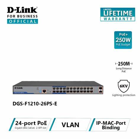 D-Link DGS-F1210-26PS-E switch PoE+ manageable